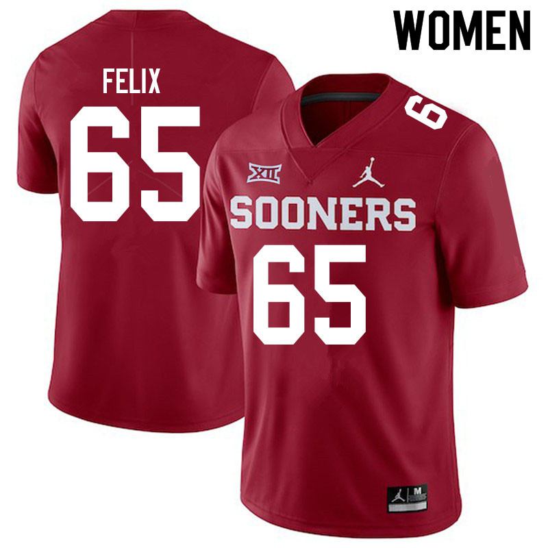 Women #65 Finley Felix Oklahoma Sooners Jordan Brand College Football Jerseys Sale-Crimson